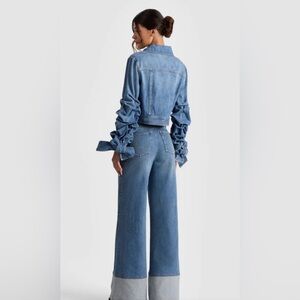 Alice + Olivia Tiff Denim Jacket Bow Cuff Sleeves NWT 🔖